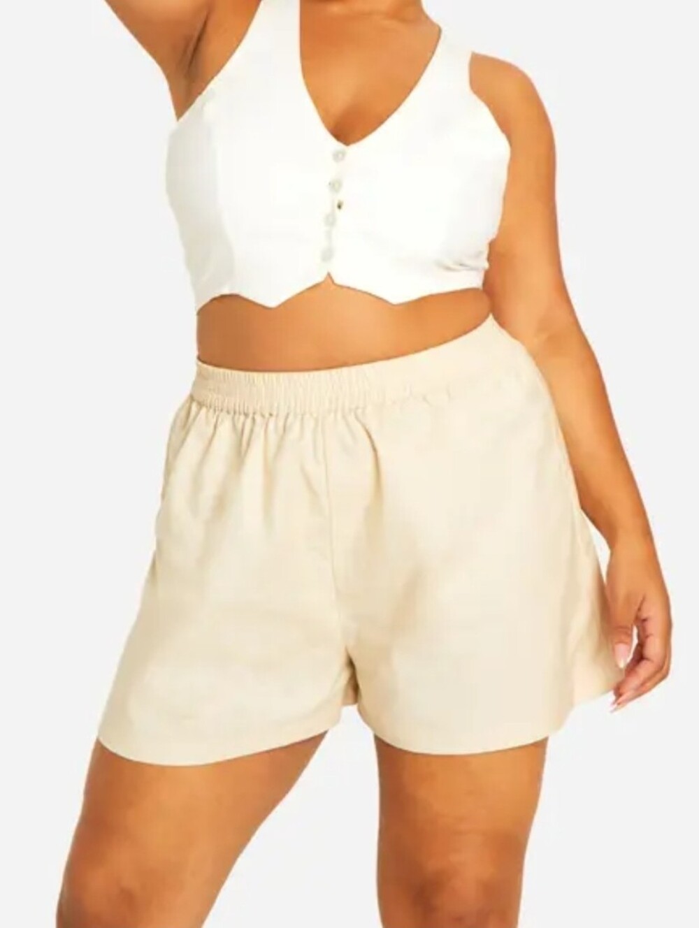 NWT 3X Linen Blend Shorts Oatmeal Neutral Casual V-2462